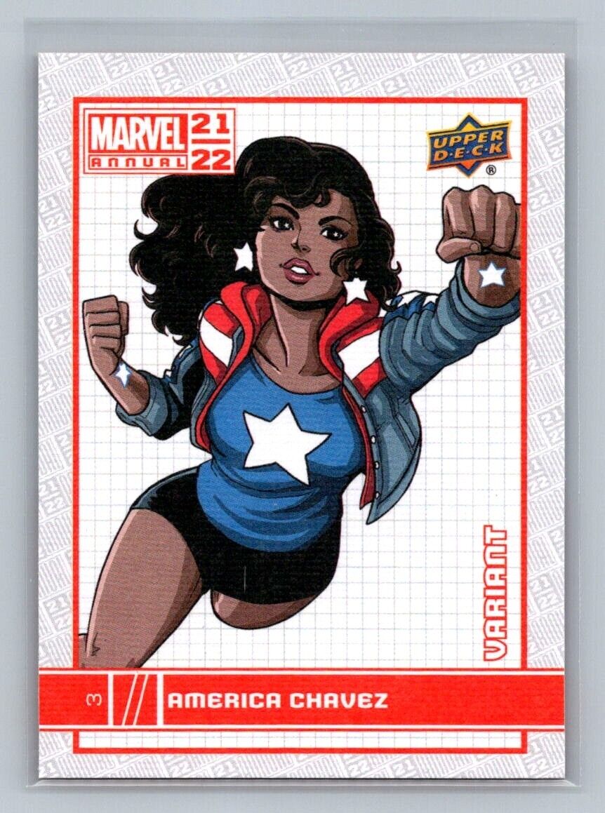 AMERICA CHAVEZ 2021-22 Upper Deck Marvel Annual Canvas Variant #3 Marvel Parallel - Hobby Gems