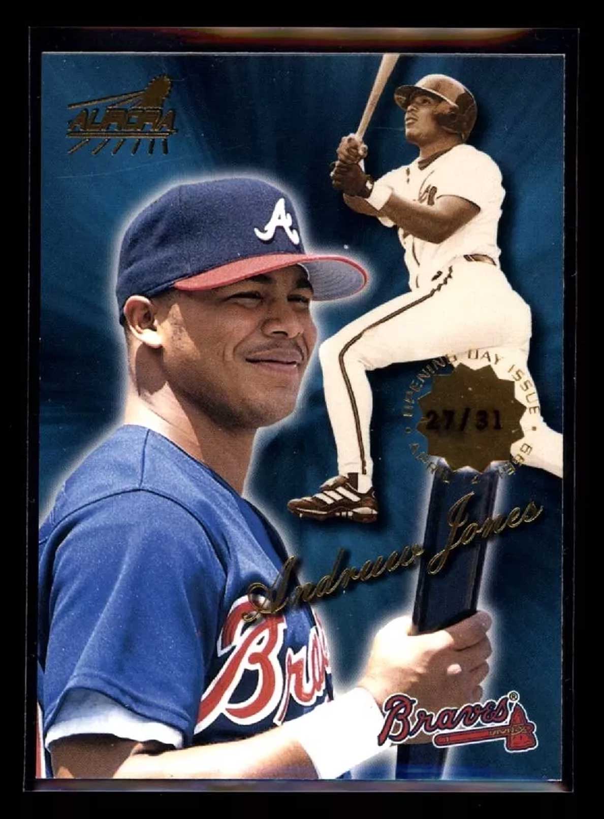 ANDRUW JONES 1999 Pacific Aurora Opening Day #16 27/31 Baseball Parallel Serial Numbered - Hobby Gems