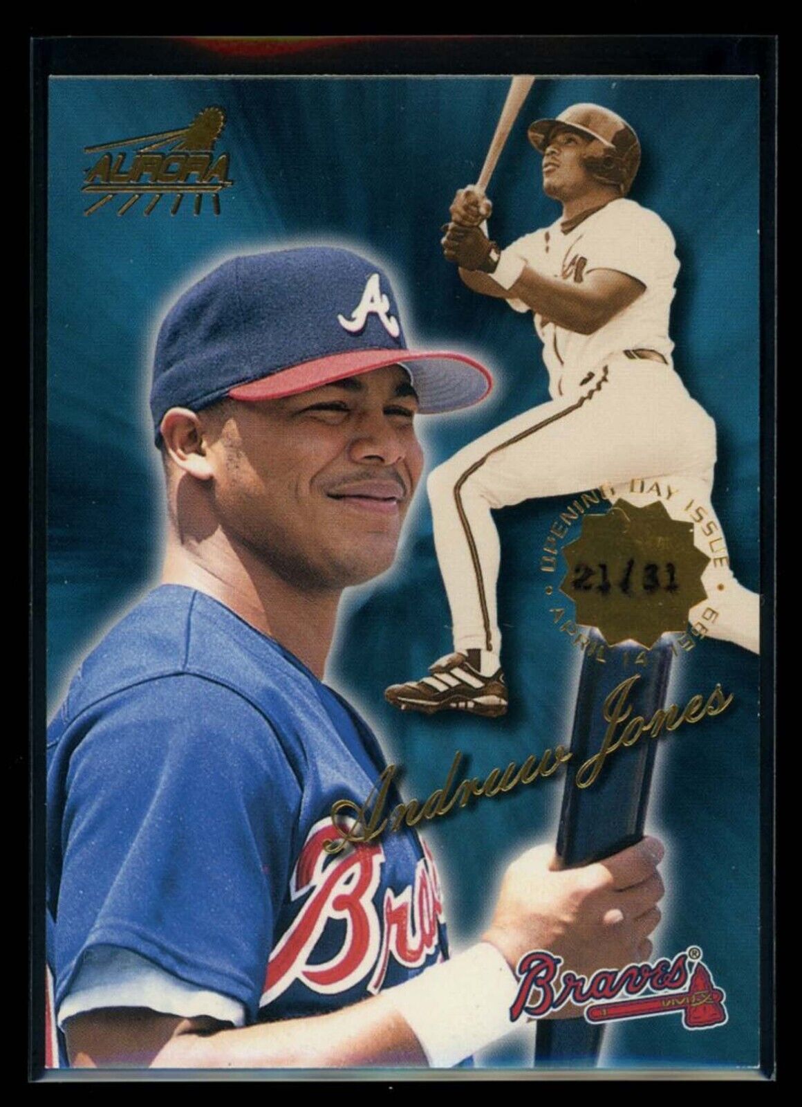 ANDRUW JONES 1999 Pacific Aurora Opening Day Issue #16 21/31 Baseball Parallel Serial Numbered - Hobby Gems