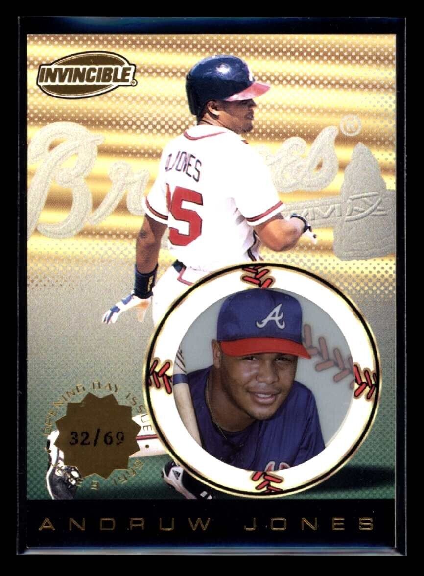 ANDRUW JONES 1999 Pacific Invincible Opening Day #12 32/69 Baseball Parallel Serial Numbered - Hobby Gems