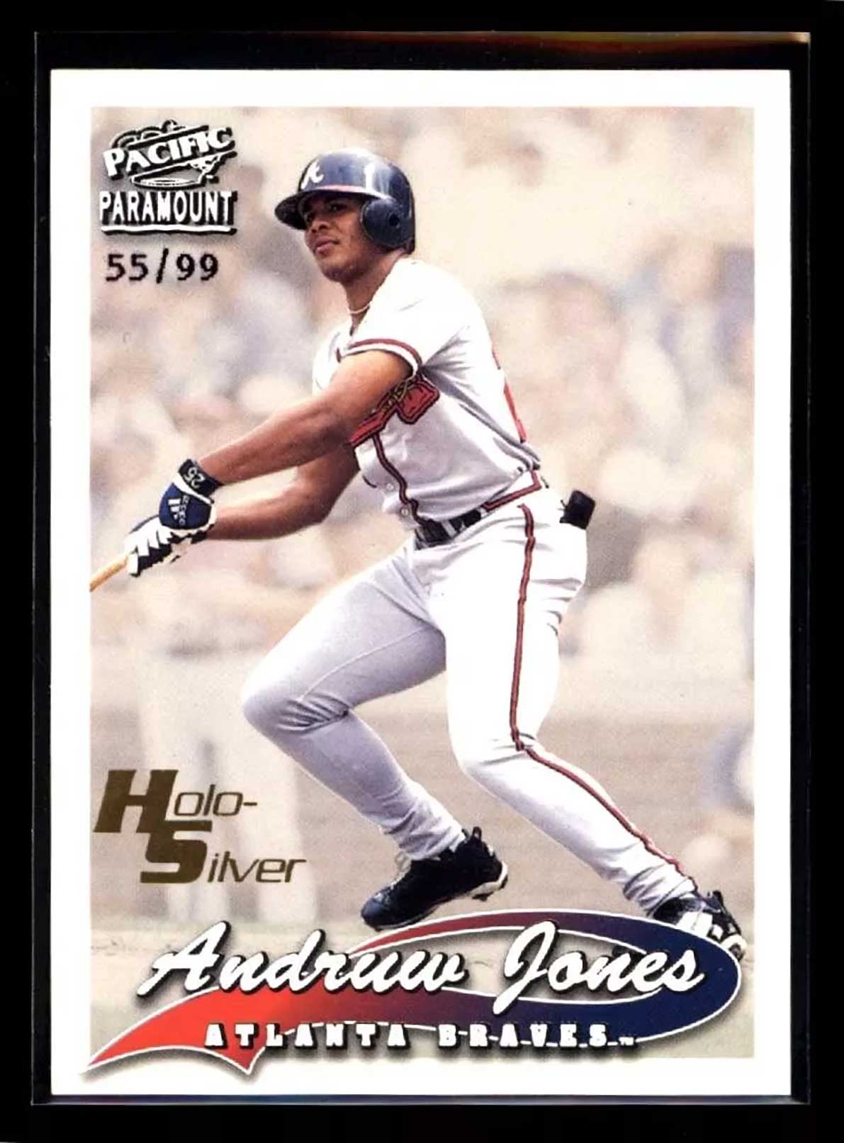 ANDRUW JONES 1999 Pacific Paramount Holo Silver #23 55/99 Baseball Parallel Serial Numbered - Hobby Gems