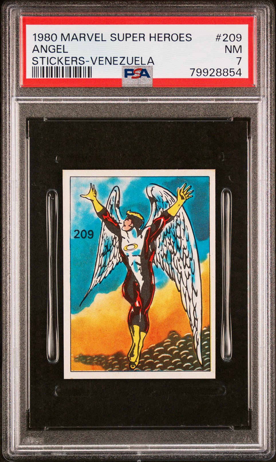 ANGEL PSA 7 1980 Marvel Super Heroes Sticker Venezuela #209 Marvel Graded Cards Sticker - Hobby Gems