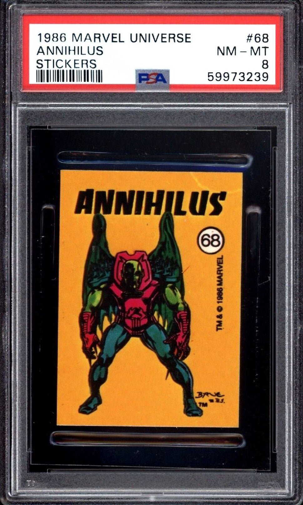 ANNIHILUS PSA 8 1986 Marvel Universe Comic Images Sticker #68 Marvel Graded Cards Sticker - Hobby Gems
