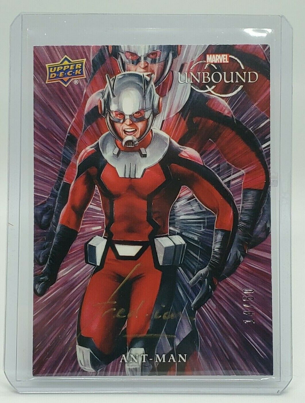 ANT-MAN 2021 Upper Deck Marvel Unbound Gold Auto 14/50 Fred Leroy Ian #1 Marvel Autograph Serial Numbered - Hobby Gems
