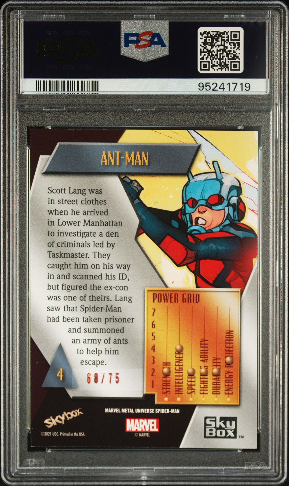 ANT - MAN PSA 8 2022 Skybox Marvel Metal Universe Spider - Man Light FX Pink #4 68/75 Marvel Graded Cards Parallel Serial Numbered - Hobby Gems