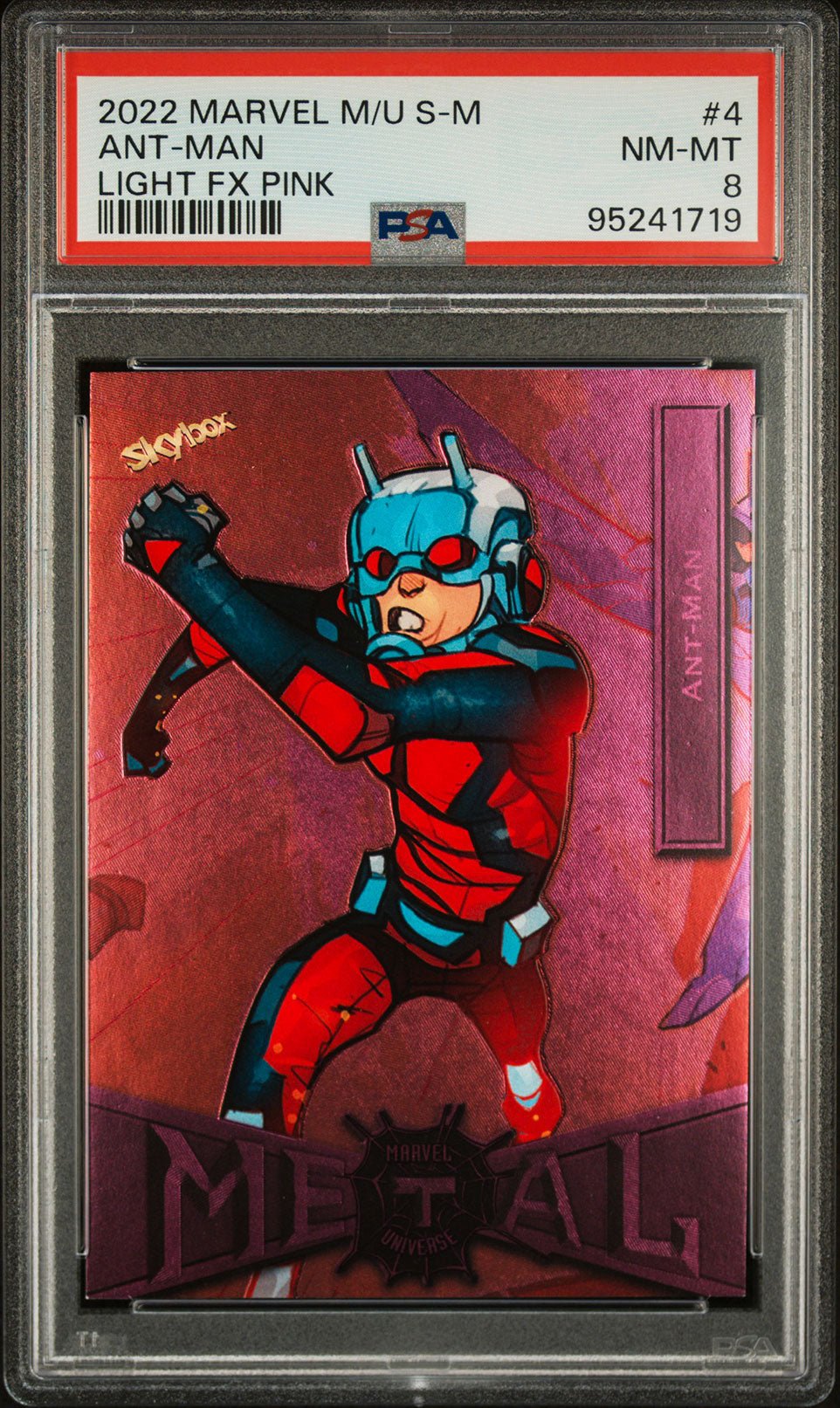 ANT - MAN PSA 8 2022 Skybox Marvel Metal Universe Spider - Man Light FX Pink #4 68/75 Marvel Graded Cards Parallel Serial Numbered - Hobby Gems