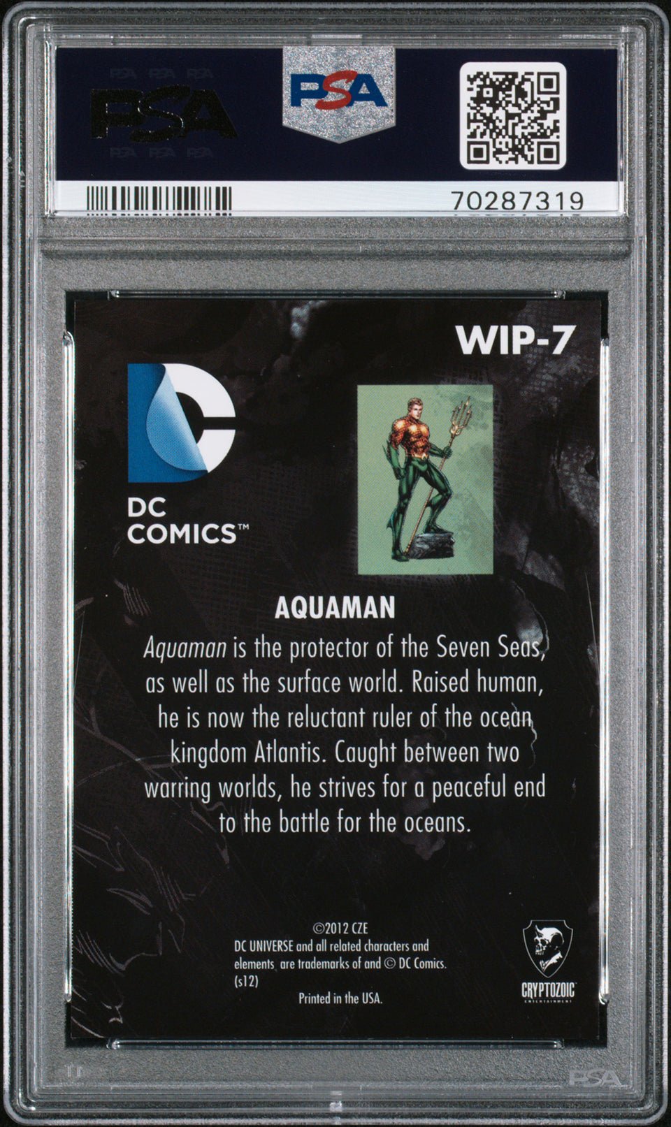 AQUAMAN PSA 10 2012 DC Comics The New 52 Work in Progress 3D Lenticular #WIP-7 DC Comics Graded Cards Insert - Hobby Gems