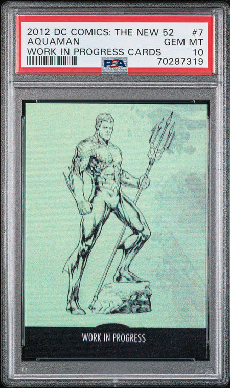 AQUAMAN PSA 10 2012 DC Comics The New 52 Work in Progress 3D Lenticular #WIP-7 DC Comics Graded Cards Insert - Hobby Gems