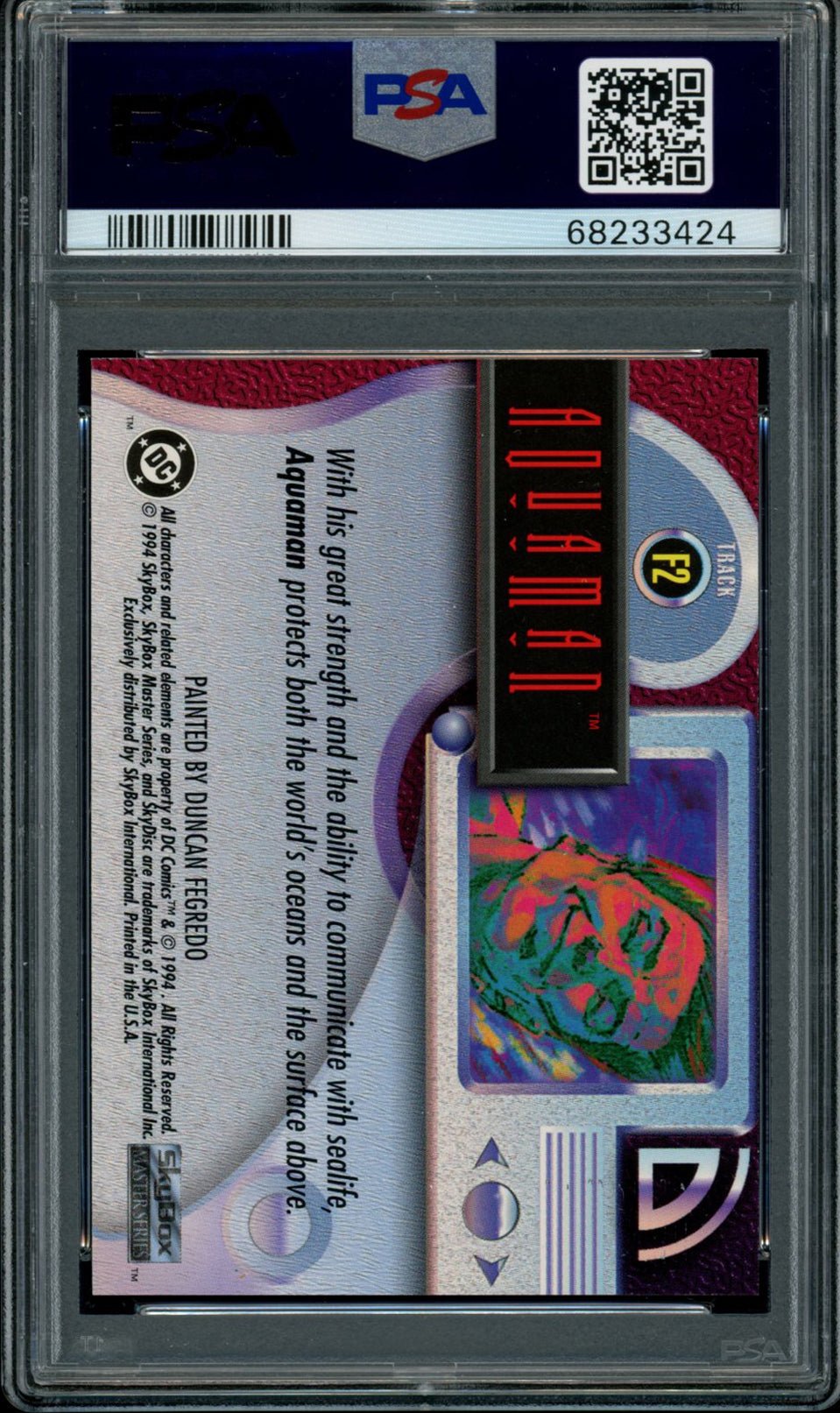 AQUAMAN PSA 8 1994 Skybox DC Master Series Foil #F2 DC Comics Graded Cards Insert - Hobby Gems