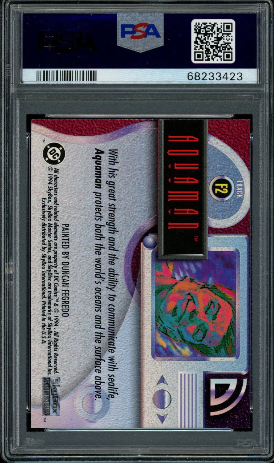 AQUAMAN PSA 9 1994 Skybox DC Master Series Foil #F2 C1 DC Comics Graded Cards Insert - Hobby Gems