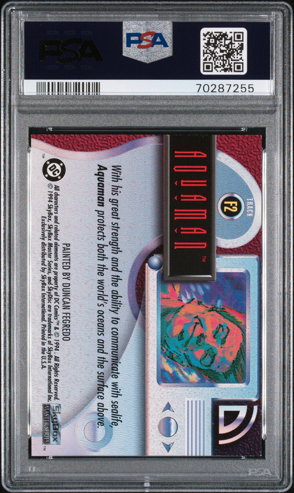 AQUAMAN PSA 9 1994 Skybox DC Master Series Foil #F2 C2 DC Comics Graded Cards Insert - Hobby Gems