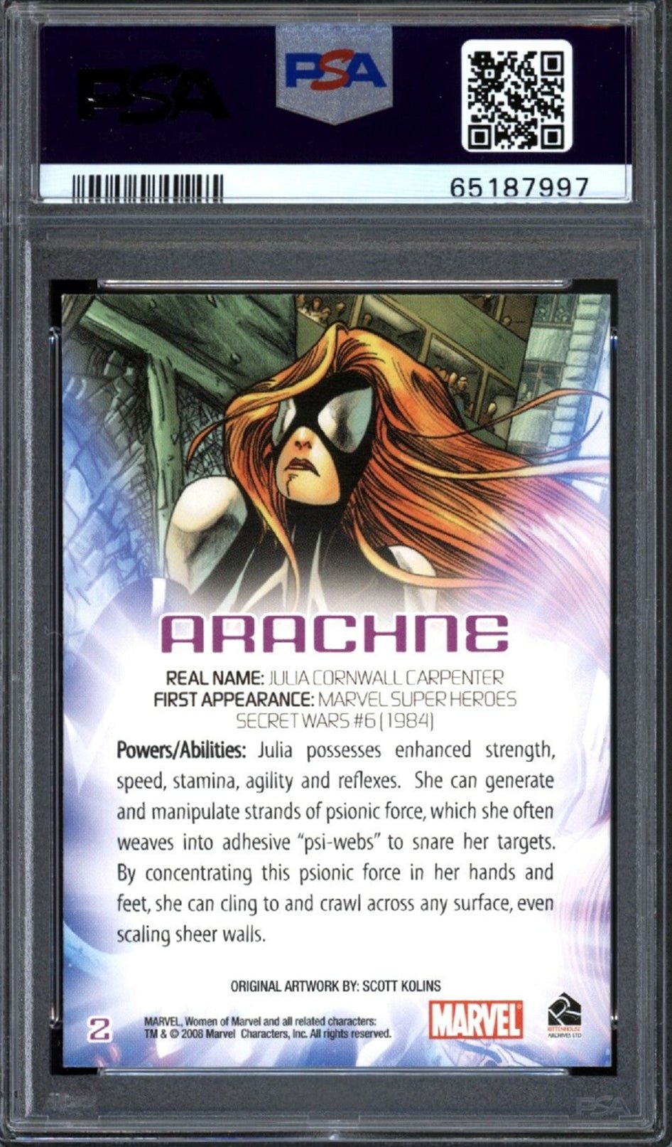 ARACHNE PSA 10 2008 Rittenhouse Archives Women of Marvel #2 C4 Marvel Base Graded Cards - Hobby Gems