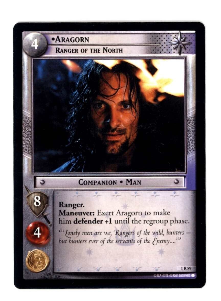 ARAGORN Ranger of the North Rare 2001 LOTR The Fellowship of the Ring NM 1R89 C1 Lord of the Rings Base - Hobby Gems