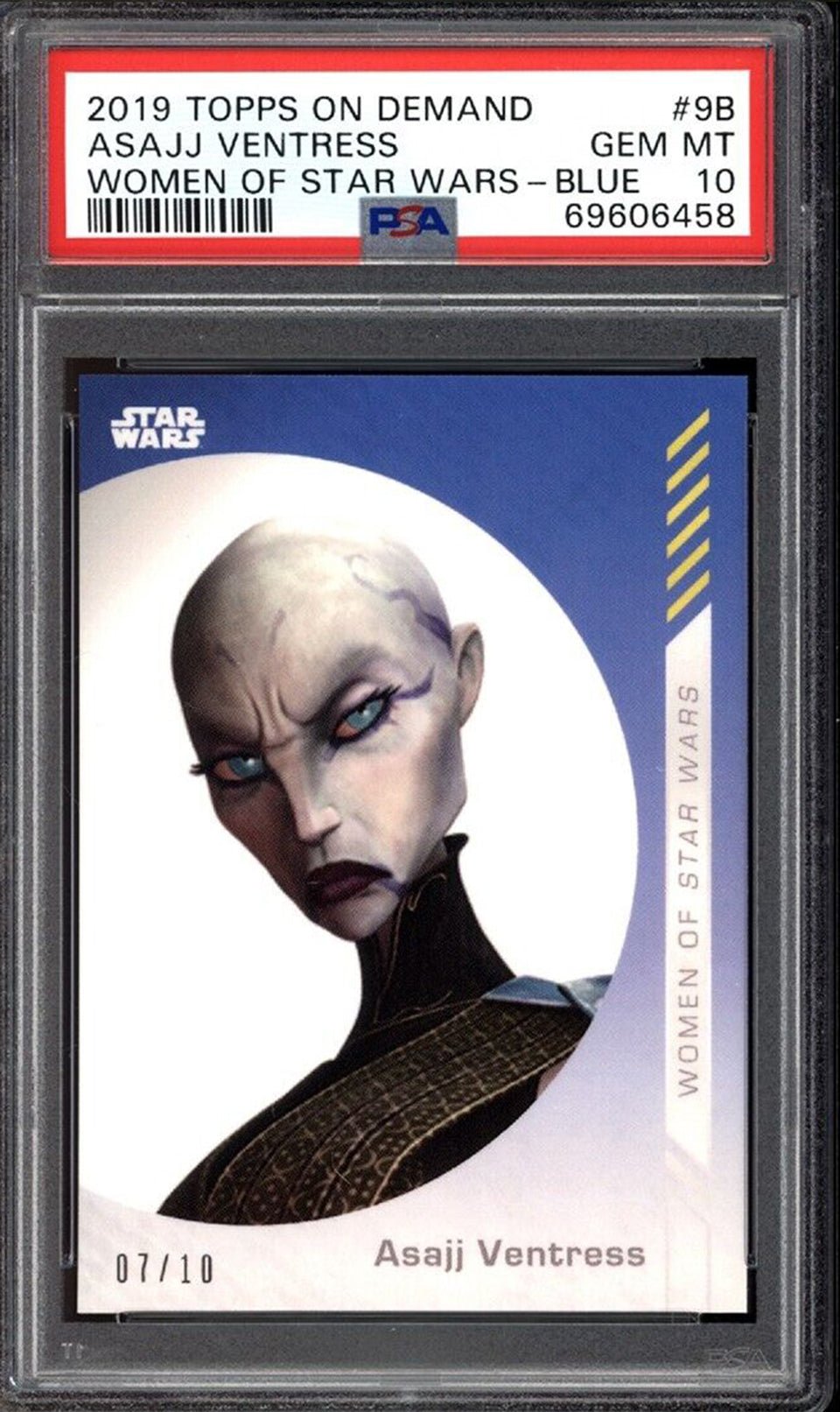 ASAJJ VENTRESS PSA 10 2019 Topps On-Demand Women Of Star Wars Blue #9B 07/10 Star Wars Graded Cards Parallel Serial Numbered - Hobby Gems