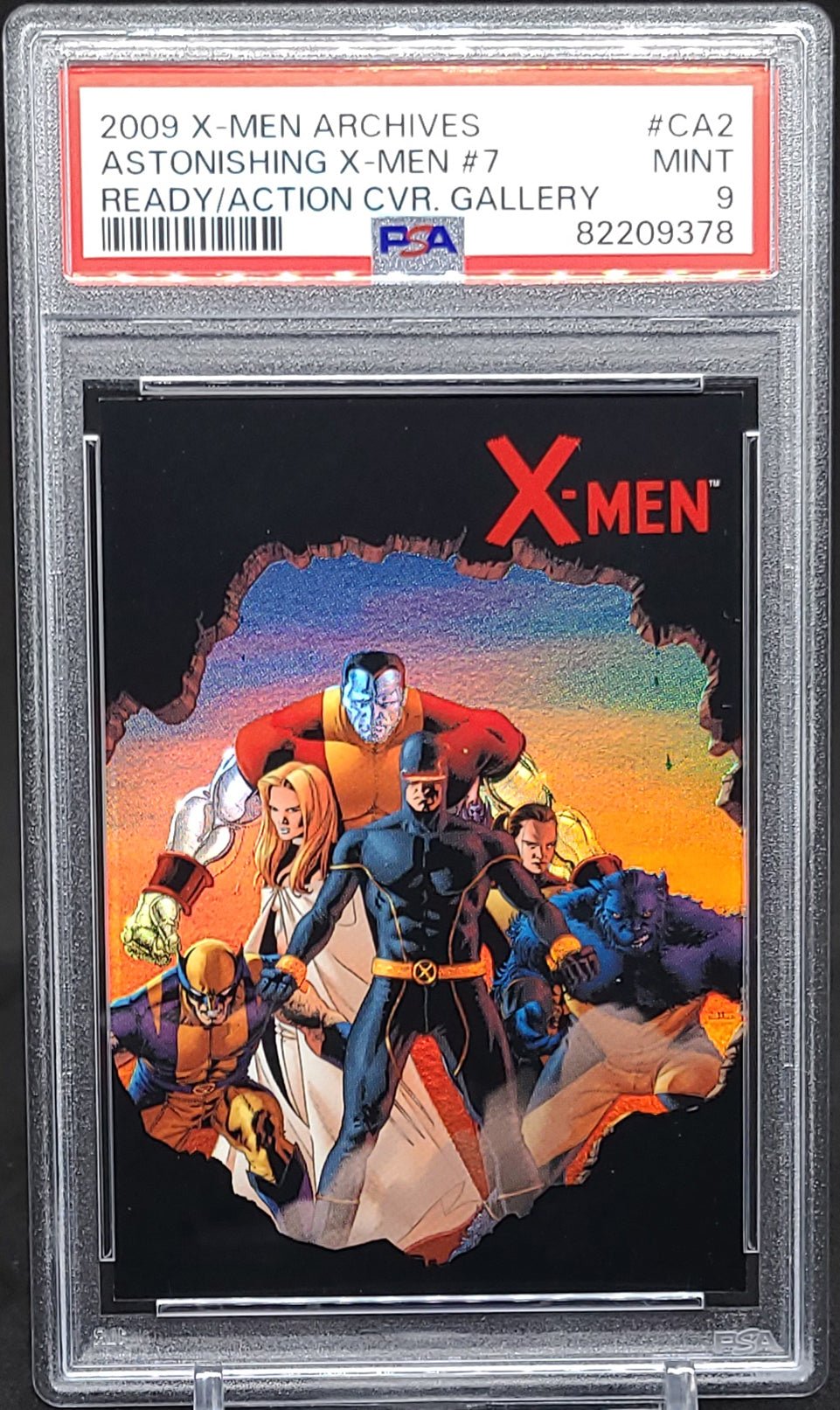 ASTONISHING X-MEN #7 PSA 9 2009 Rittenhouse Marvel X-Men Archives Ready for Action Cover Gallery CA2 (Beast Colossus Cyclops Emma Frost Rogue Wolverine) Marvel Graded Cards Insert - Hobby Gems