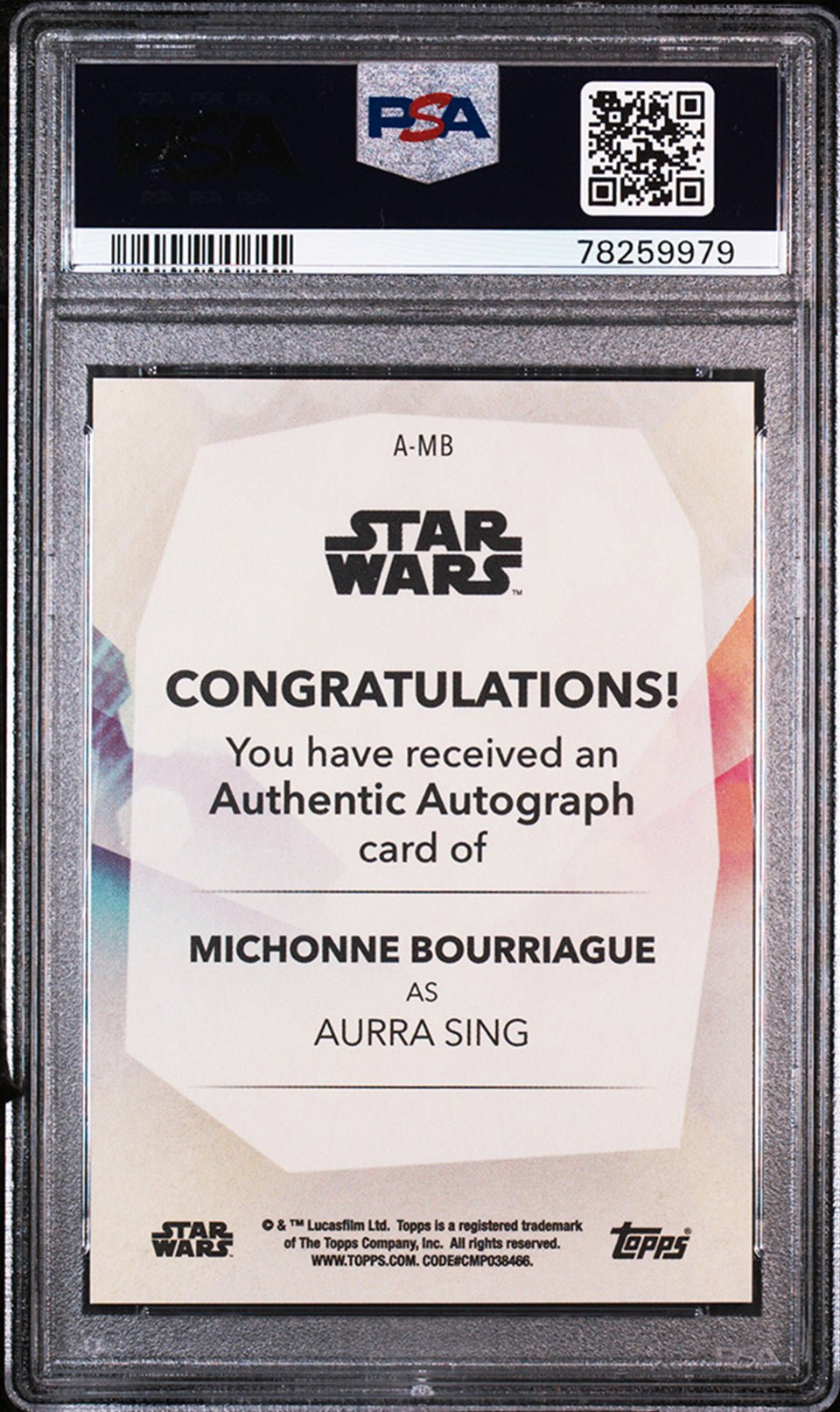 AURRA SING PSA 9 2020 Topps Women of Star Wars Autographs Auto Blue #AMB 33/48 Star Wars Autograph Graded Cards Insert - Hobby Gems