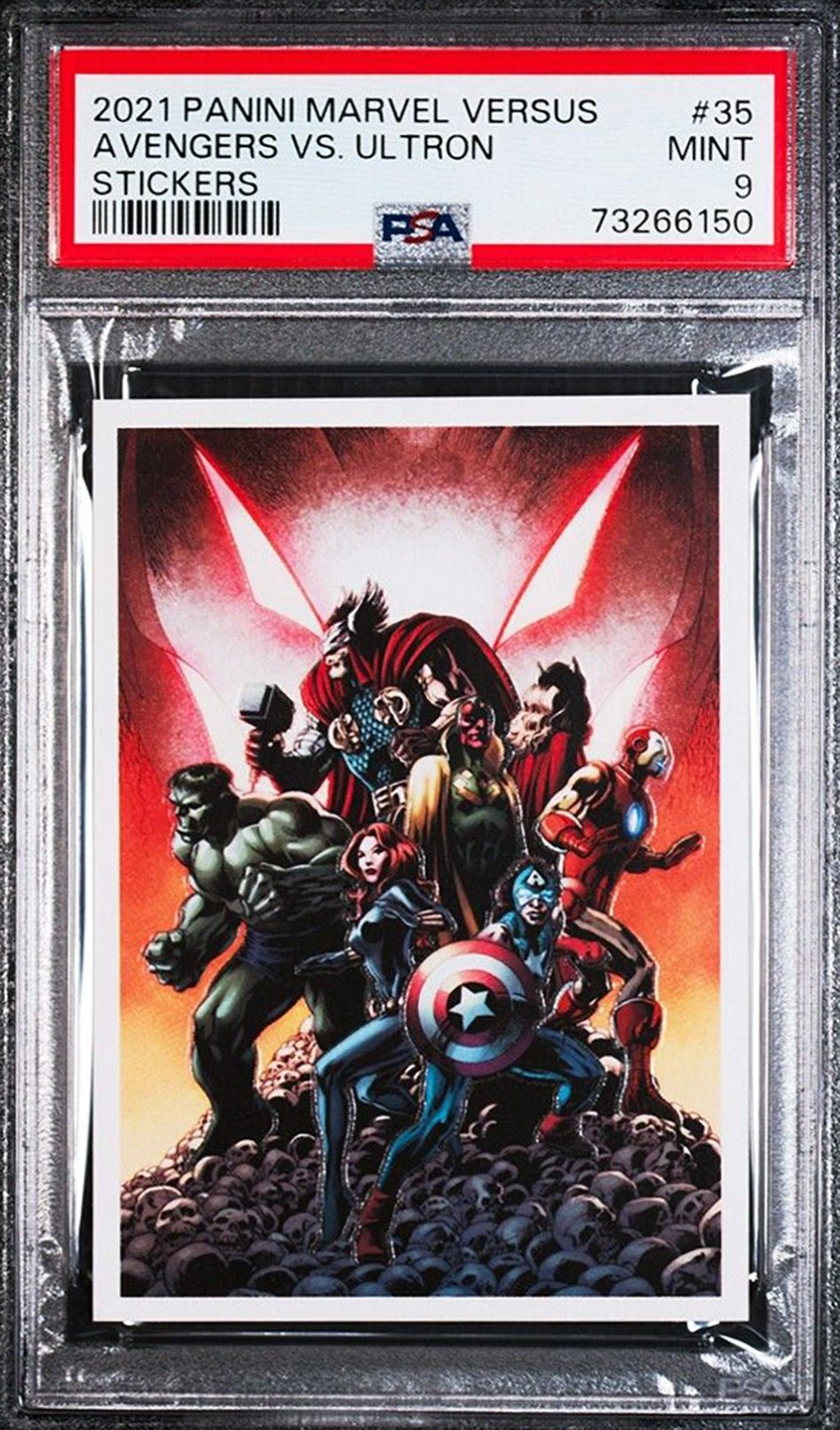 AVENGERS vs ULTRON PSA 9 2021 Panini Marvel Versus Sticker #35 Marvel Graded Cards Sticker - Hobby Gems