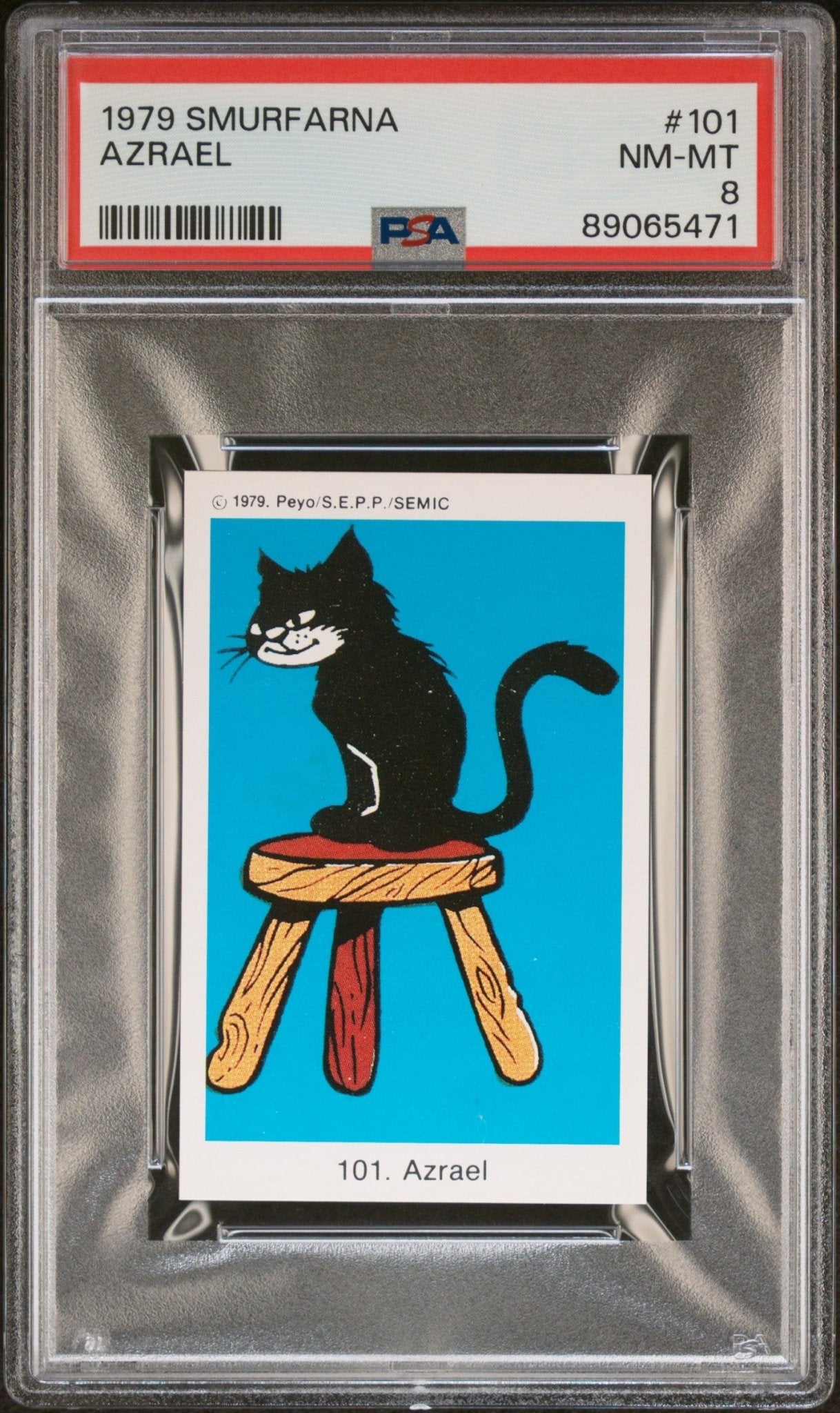 AZREAL PSA 8 1979 Andra Motiv Smurfarna Gargamel's Cat Smurfs #101 Pop Culture Base Graded Cards - Hobby Gems