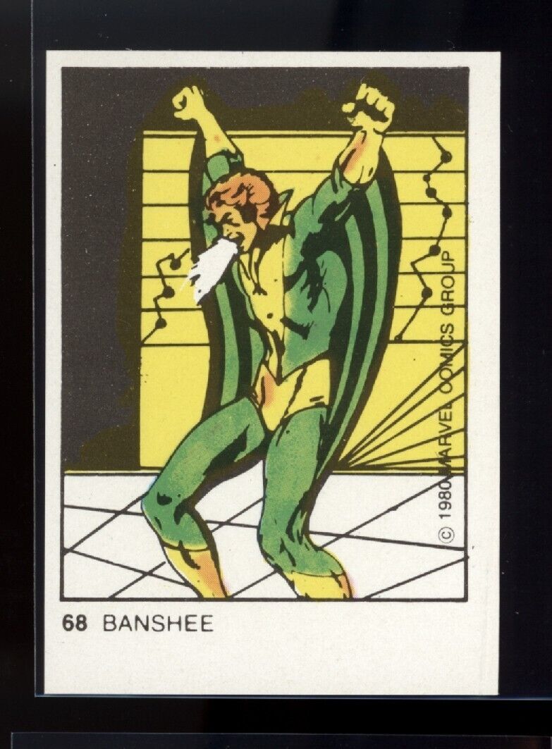 BANSHEE 1980 Marvel Super Heroes Argentina Album Card #68 Marvel Base - Hobby Gems
