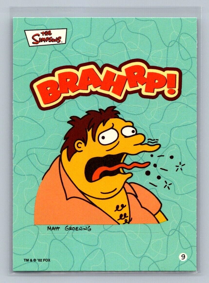 BARNEY Brahrp! 2002 Topps The Simpsons Sticker #9 C1 The Simpsons Sticker - Hobby Gems