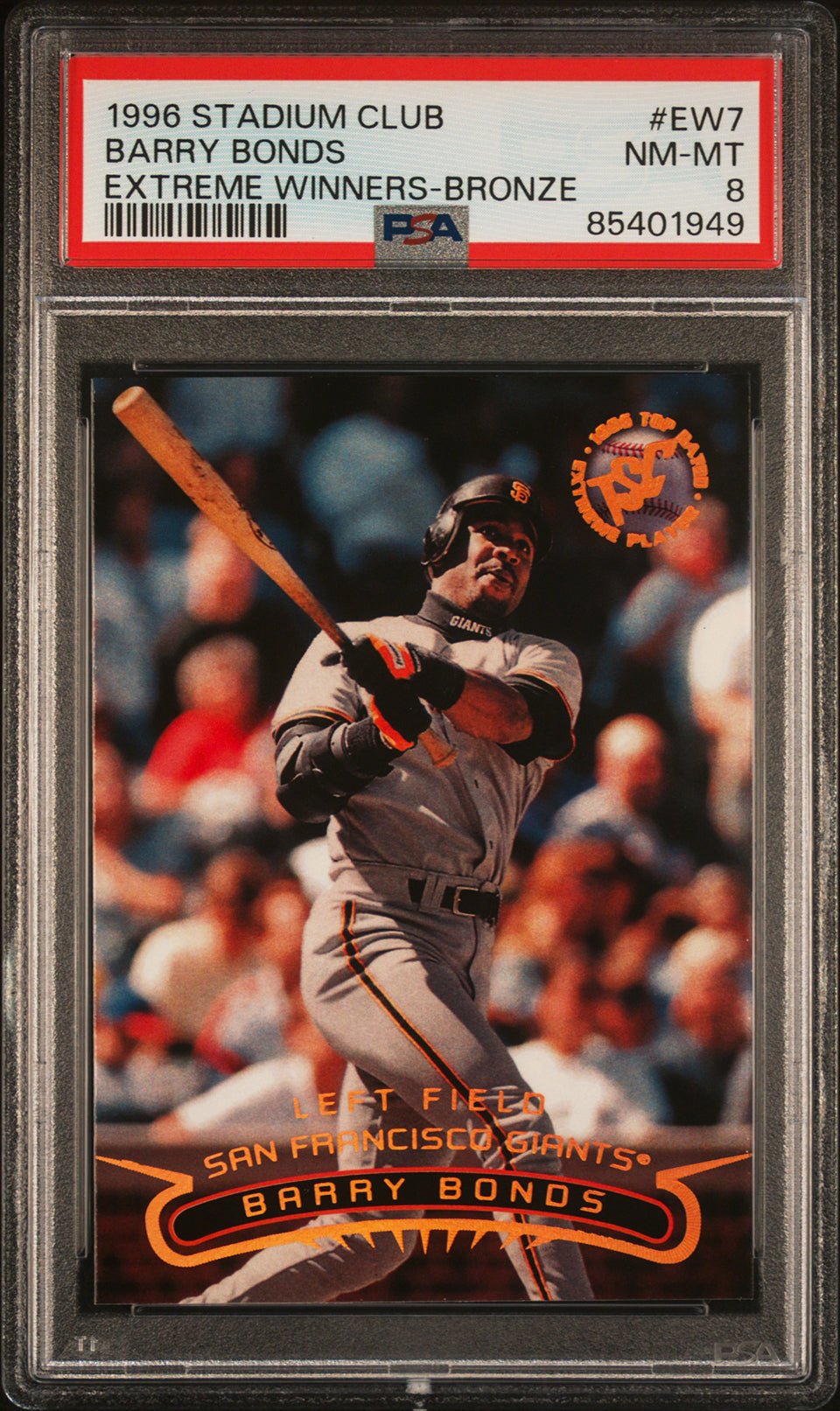 BARRY BONDS PSA 8 1996 Stadium Club Extreme Winners Bronze #EW7 Baseball Graded Cards Insert - Hobby Gems