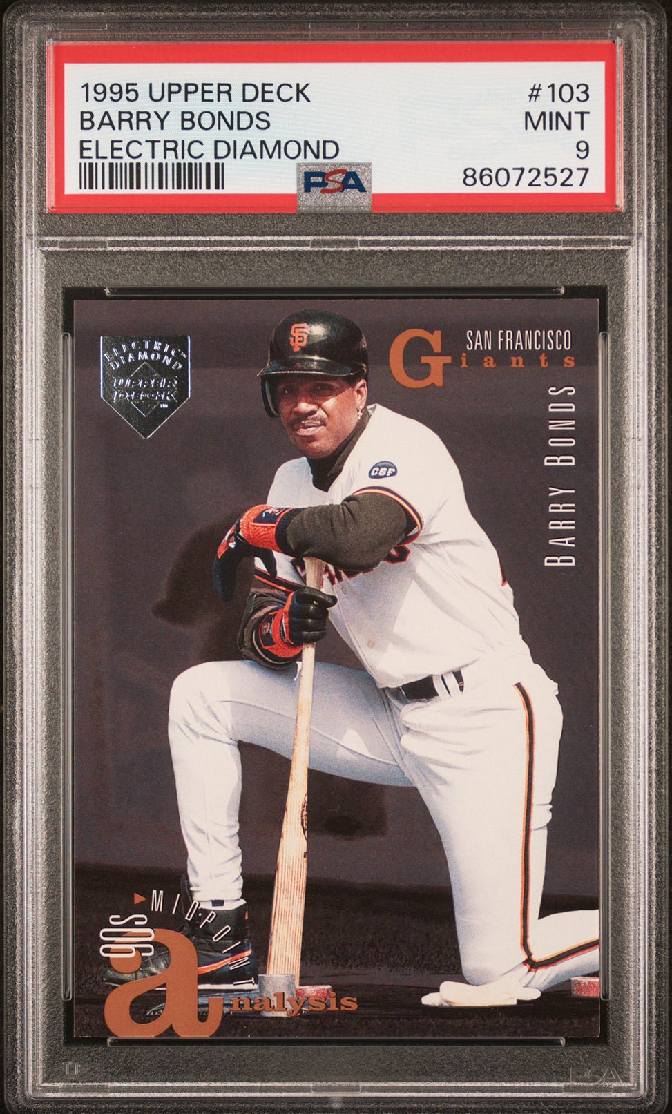 BARRY BONDS PSA 9 1995 Upper Deck 90s Midpoint Analysis Electric Diamond #103 Baseball Graded Cards Parallel - Hobby Gems