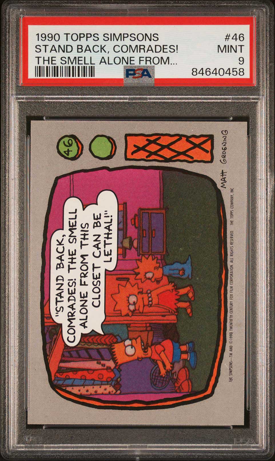 BART LISA MAGGIE PSA 9 1990 Topps The Simpsons Stand Back Comrades! #46 The Simpsons Base Graded Cards - Hobby Gems