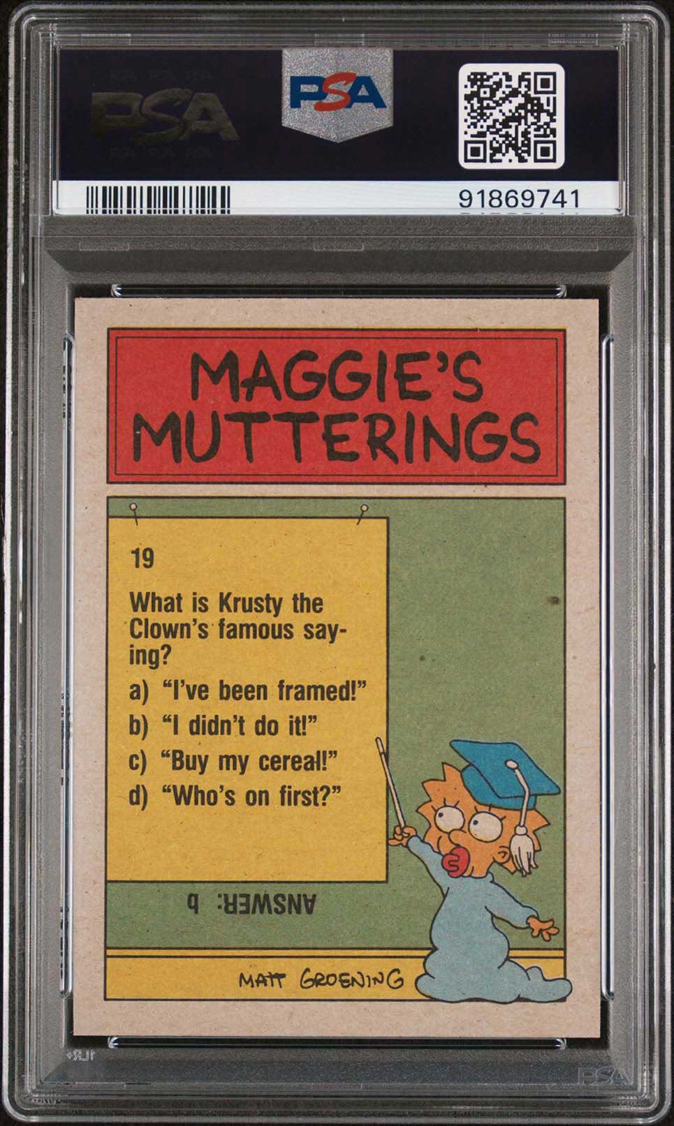 BART LISA MAGGIE SIMPSON PSA 10 1990 Topps The Simpsons Stand Back, Comrades! #46 The Simpsons Base Graded Cards - Hobby Gems