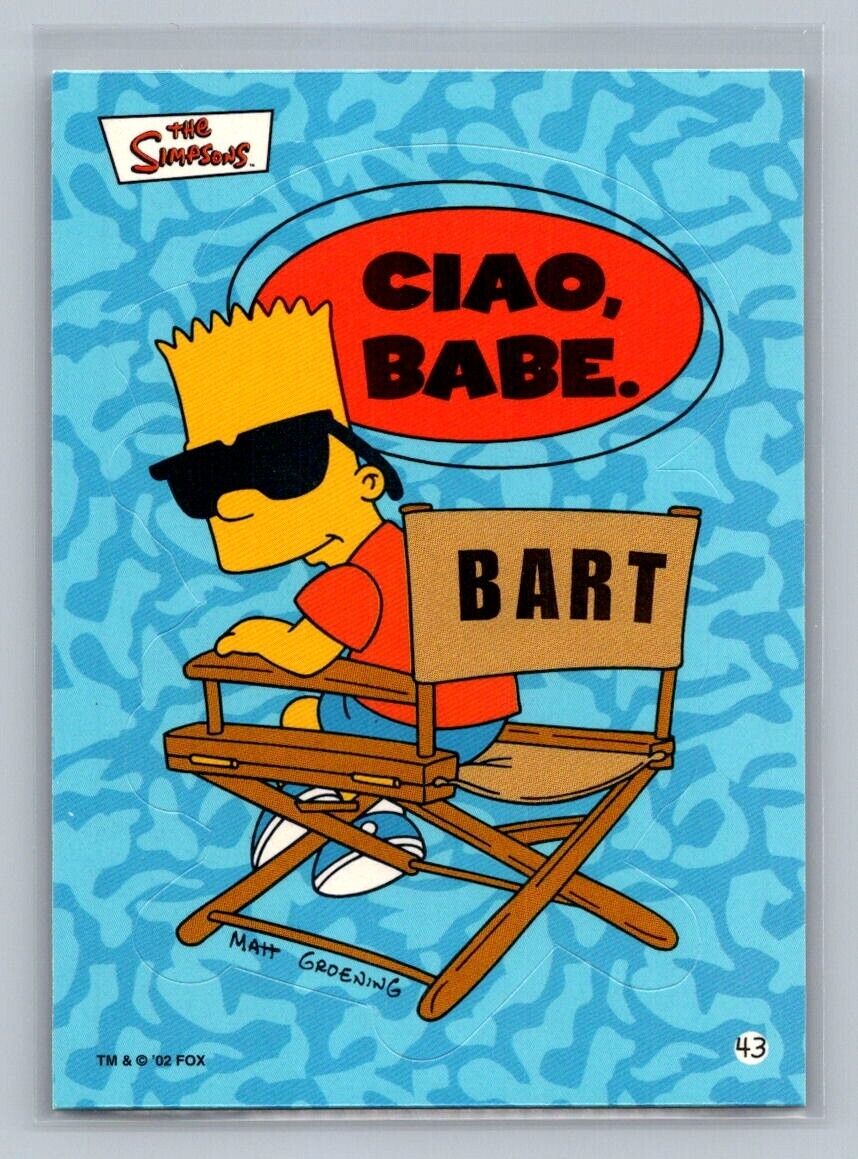 BART SIMPSON Ciao babe 2002 Topps The Simpsons Sticker #43 The Simpsons Sticker - Hobby Gems