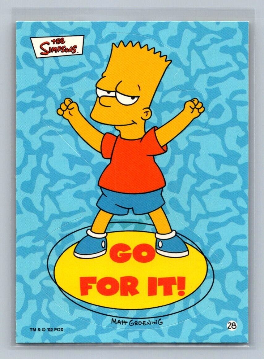 BART SIMPSON Go for it! 2002 Topps The Simpsons Sticker #28 C1 The Simpsons Sticker - Hobby Gems