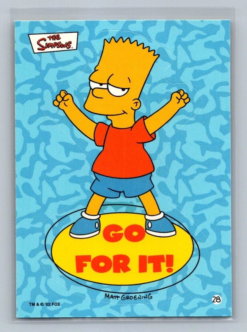 BART SIMPSON Go for it! 2002 Topps The Simpsons Sticker #28 C2 The Simpsons Sticker - Hobby Gems