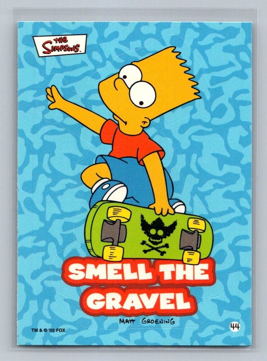 BART SIMPSON Smell the gravel 2002 Topps The Simpsons Sticker #44 C2 The Simpsons Sticker - Hobby Gems