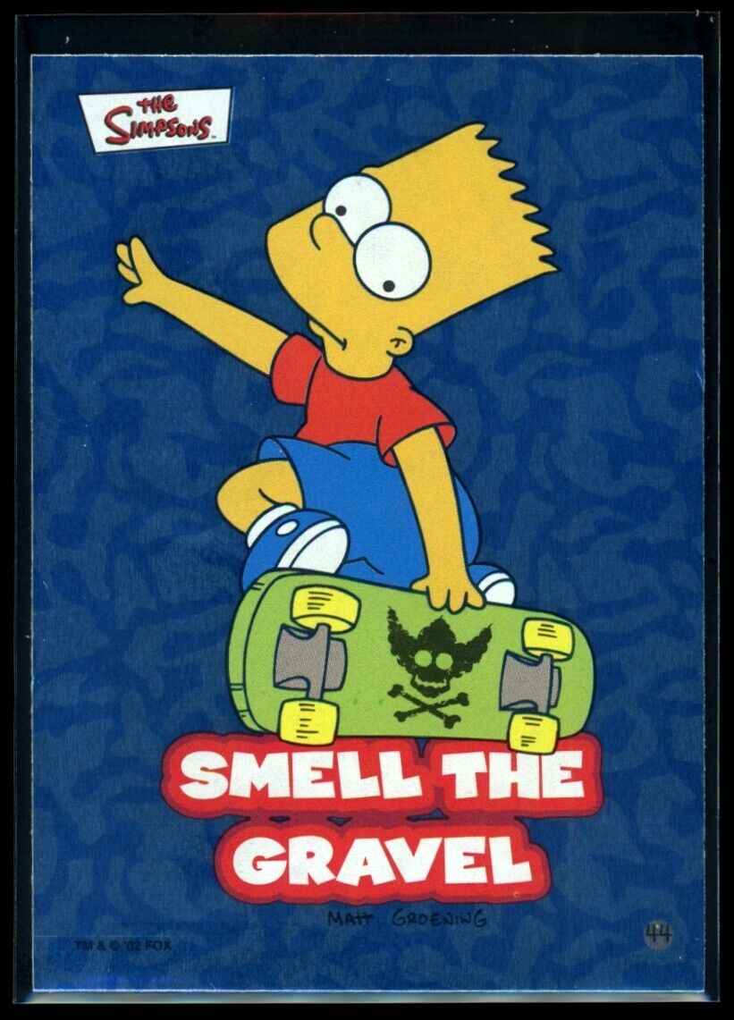 BART SIMPSON Smell the gravel 2002 Topps The Simpsons Sticker Foil #44 The Simpsons Sticker - Hobby Gems