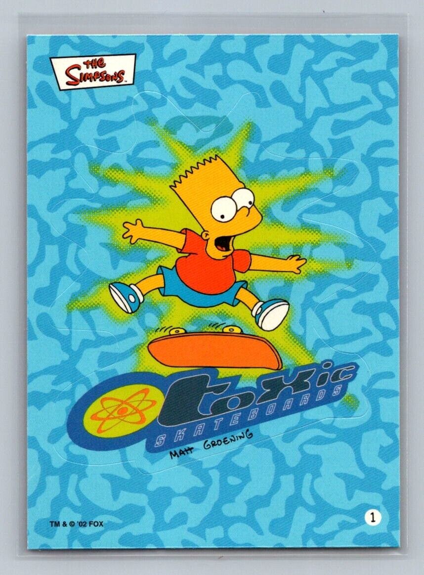 BART SIMPSON Toxic Skateboarders 2002 Topps The Simpsons Sticker #1 C2 The Simpsons Sticker - Hobby Gems