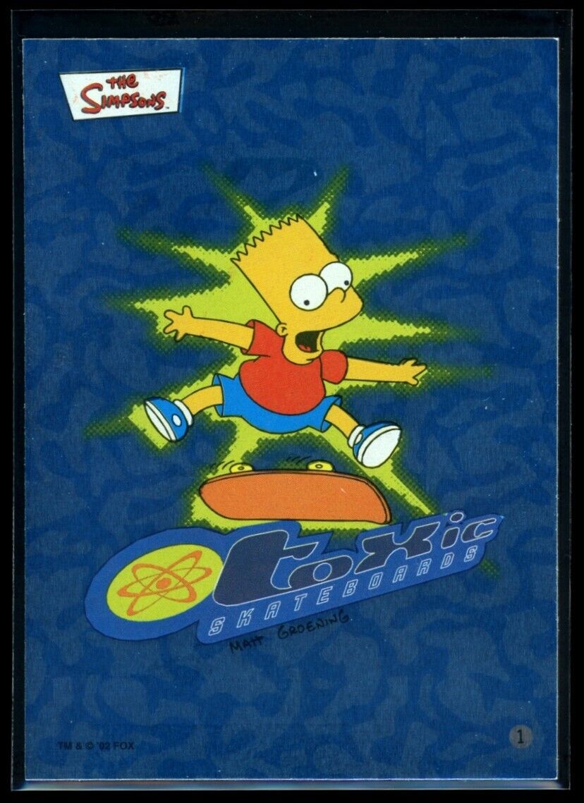 BART SIMPSON Toxic Skateboards 2002 Topps The Simpsons Sticker Foil #1 The Simpsons Sticker - Hobby Gems