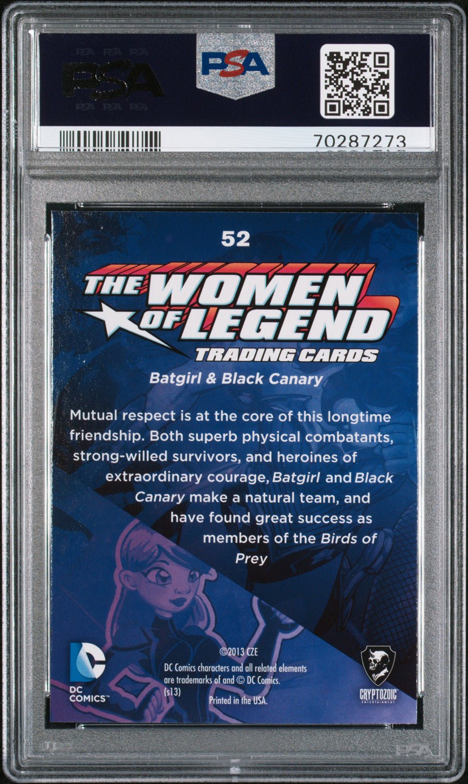 BATGIRL & BLACK CANARY PSA 10 2013 DC Comics The Women of Legend Foil #52 DC Comics Graded Cards Parallel - Hobby Gems