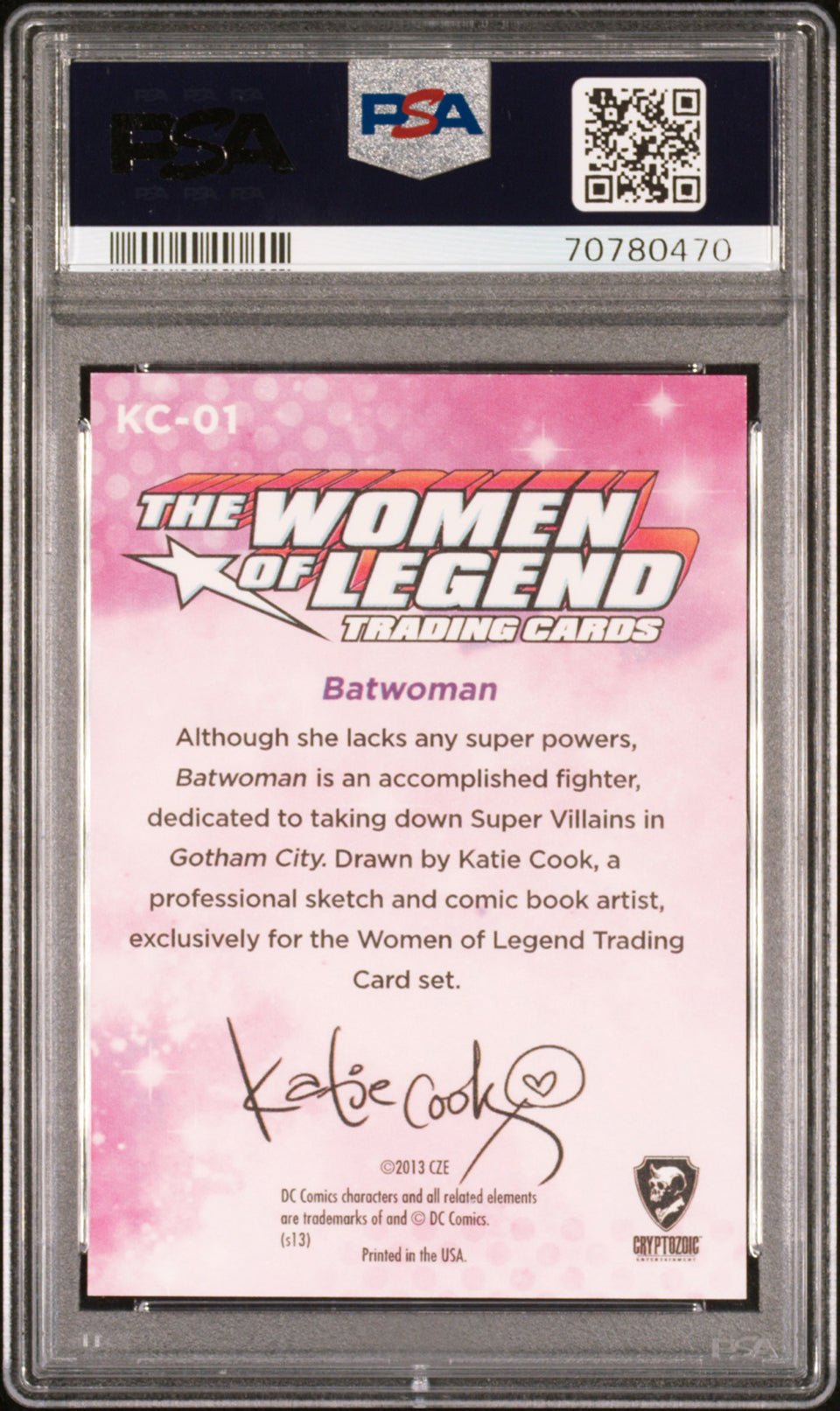 BATWOMAN PSA 8 2013 DC Comics The Women of Legend Katie Cook Sticker #KC-01 DC Comics Graded Cards Insert - Hobby Gems