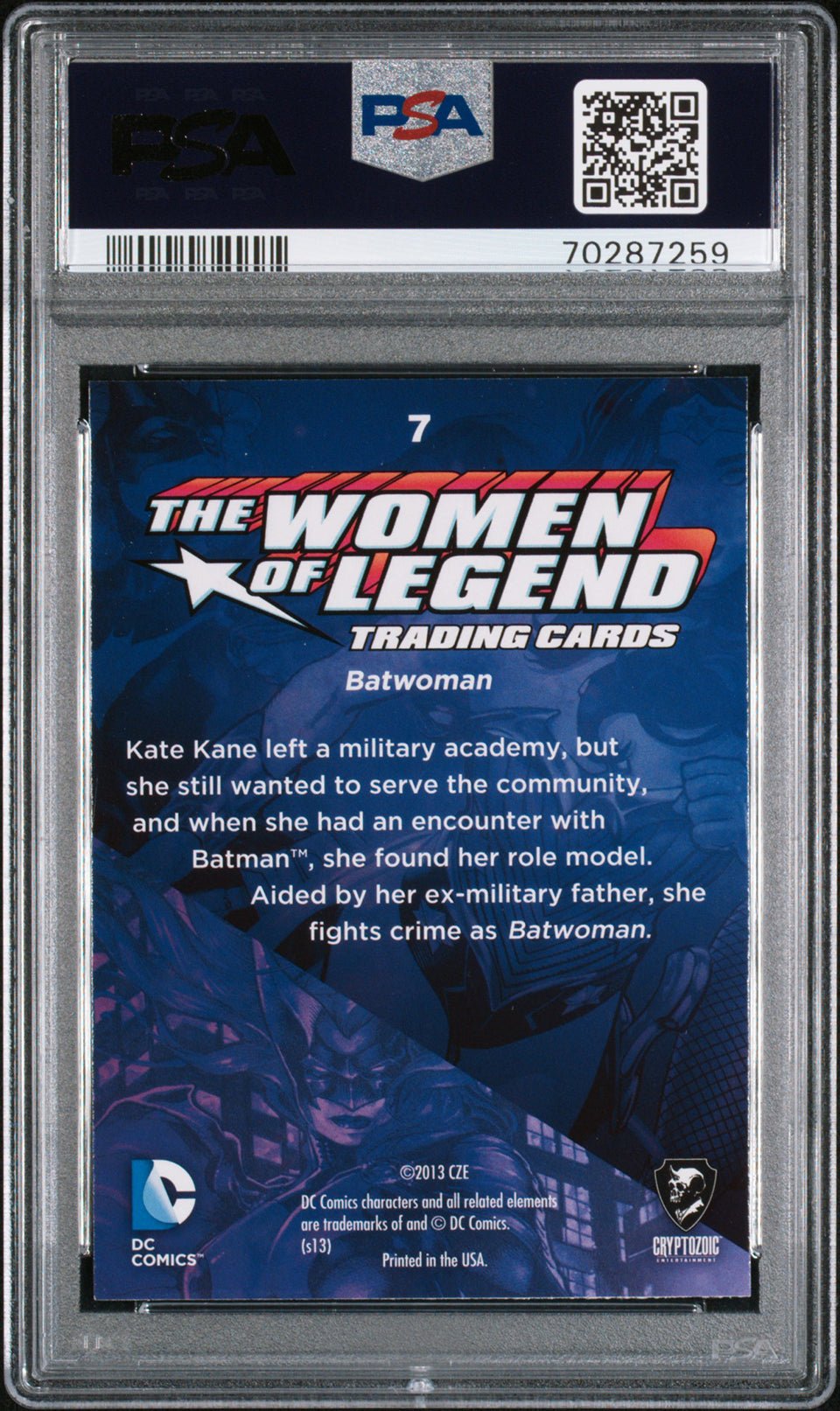 BATWOMAN PSA 9 2013 DC Comics The Women of Legend #7 DC Comics Base Graded Cards - Hobby Gems