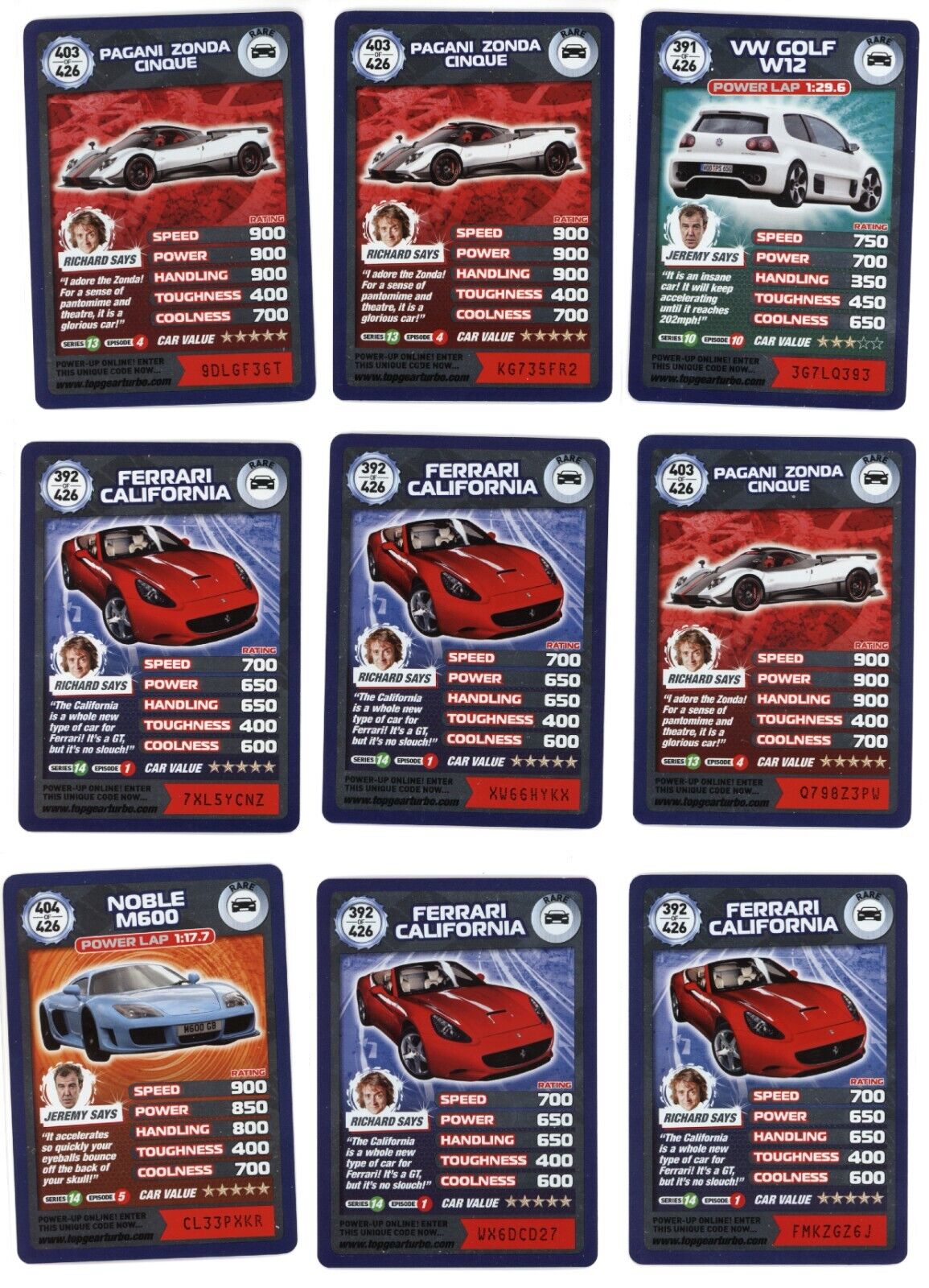 BBC Top Gear Turbo Challenge Extra - 22 Cards Baseball Base - Hobby Gems