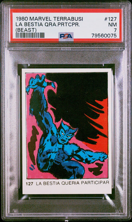 BEAST PSA 7 1980 Marvel Terrabusi La Bestia Queria Participar #127 Marvel Base Graded Cards - Hobby Gems