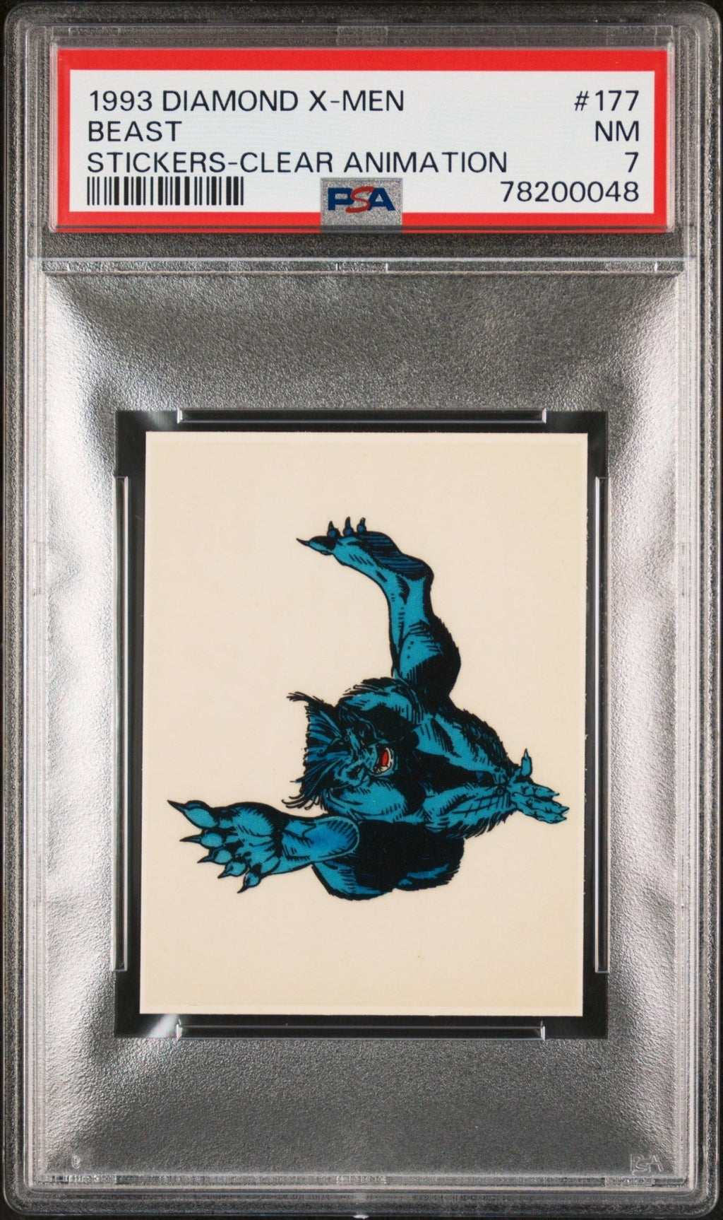 BEAST PSA 7 1993 Diamond Marvel X-Men Clear Animation Sticker #177 Marvel Graded Cards Sticker - Hobby Gems