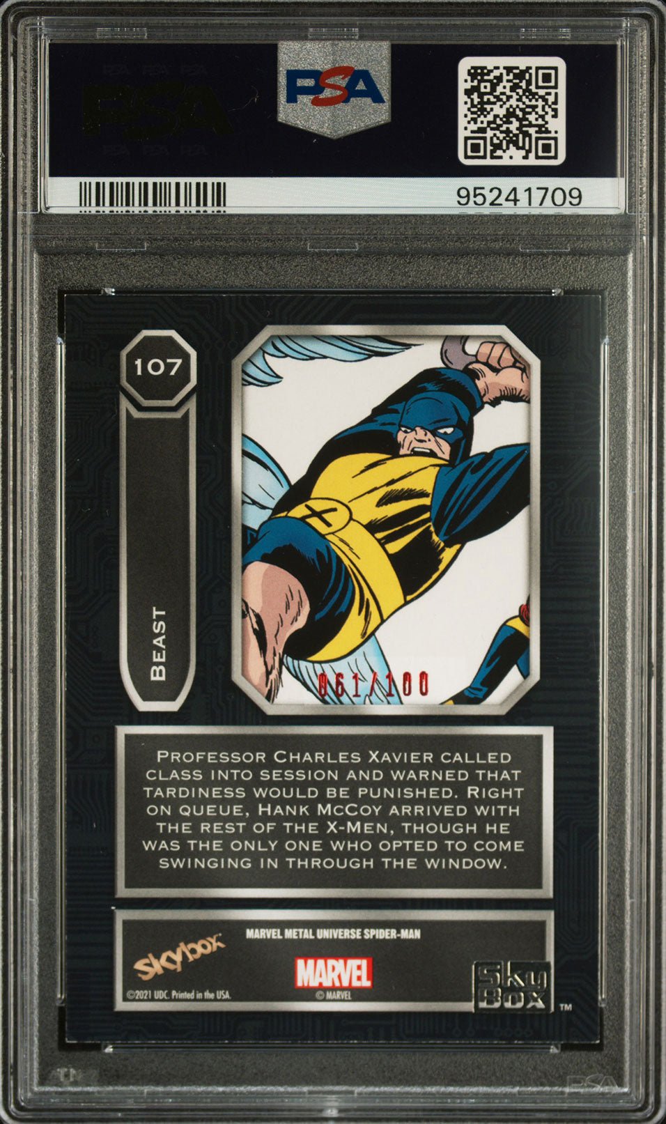 BEAST PSA 8 2022 Marvel Metal Universe Spider - Man Precious Metal Gems PMG Red #107 61/100 Marvel Graded Cards Parallel Serial Numbered - Hobby Gems