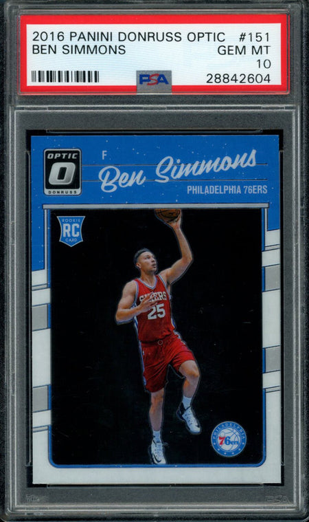 BEN SIMMONS PSA 10 2016-17 Panini Donruss Optic RC #151 Basketball Base Graded Cards RC - Hobby Gems