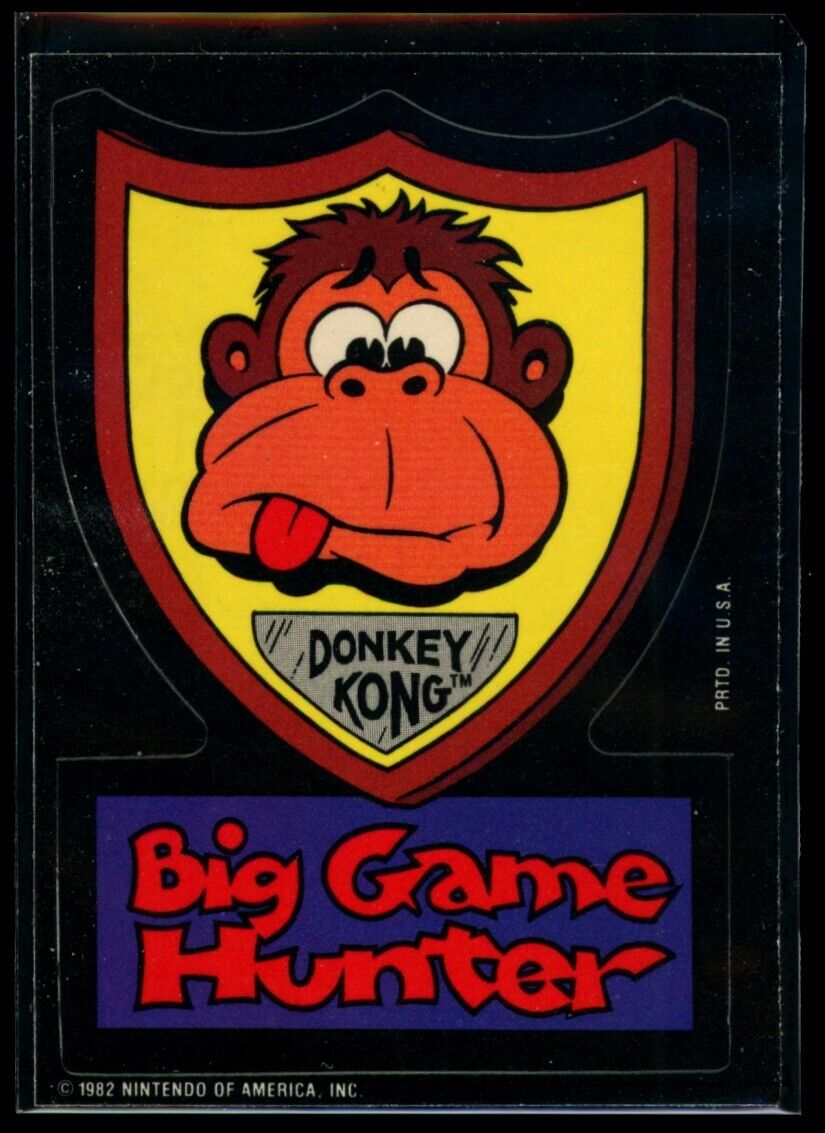 BIG GAME HUNTER 1982 Topps Donkey Kong Sticker NM C4 Nintendo Sticker - Hobby Gems