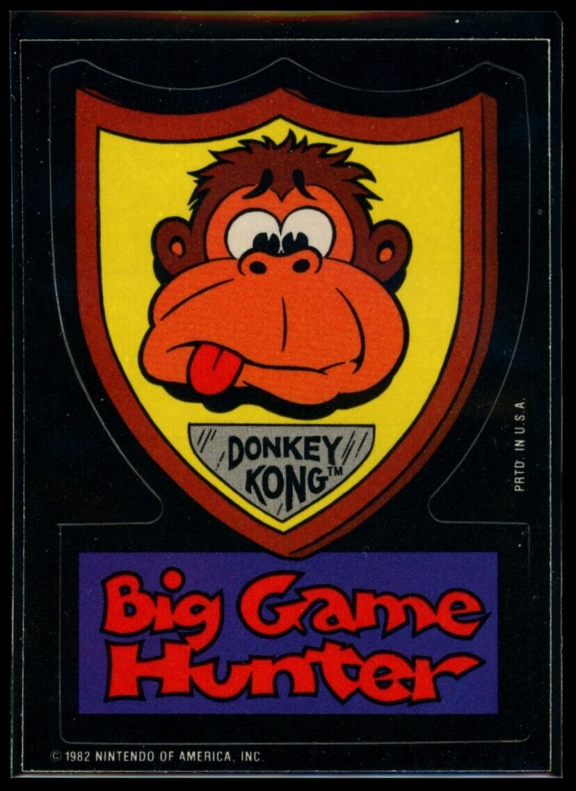 BIG GAME HUNTER 1982 Topps Donkey Kong Sticker NM C5 Nintendo Sticker - Hobby Gems