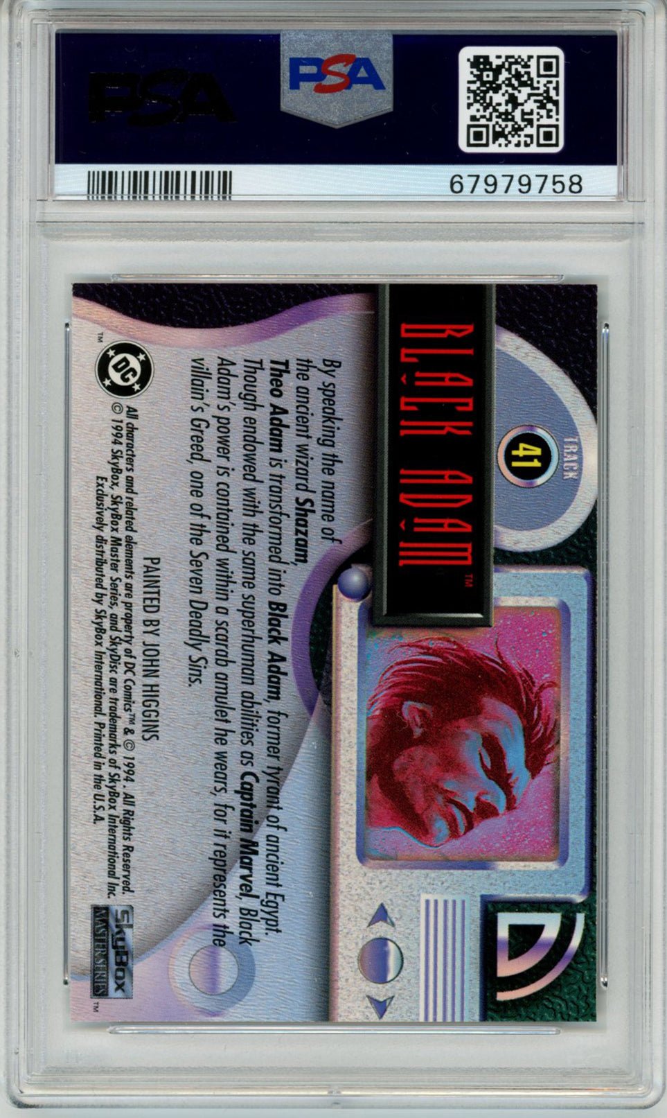 BLACK ADAM PSA 9 1994 Skybox DC Master Series #41 C2 DC Comics Base Graded Cards - Hobby Gems