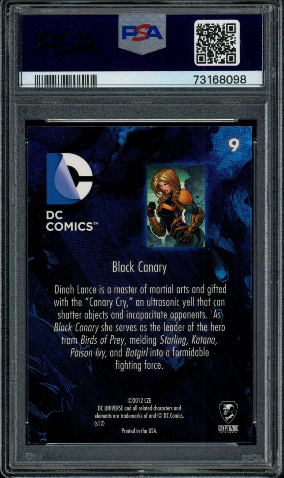 BLACK CANARY PSA 9 2012 DC Comics The New 52 Foil #9 DC Comics Graded Cards Parallel - Hobby Gems