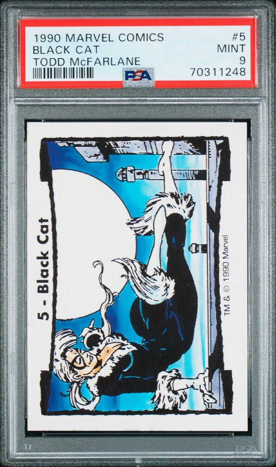 BLACK CAT PSA 9 1990 Marvel Comic Images Todd McFarlane #5 Marvel Base Graded Cards - Hobby Gems