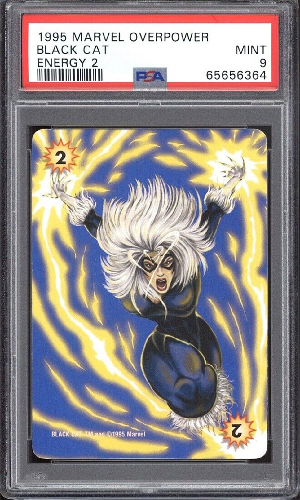 BLACK CAT PSA 9 1995 Marvel Overpower Energy 2 C2 Marvel Base Graded Cards - Hobby Gems