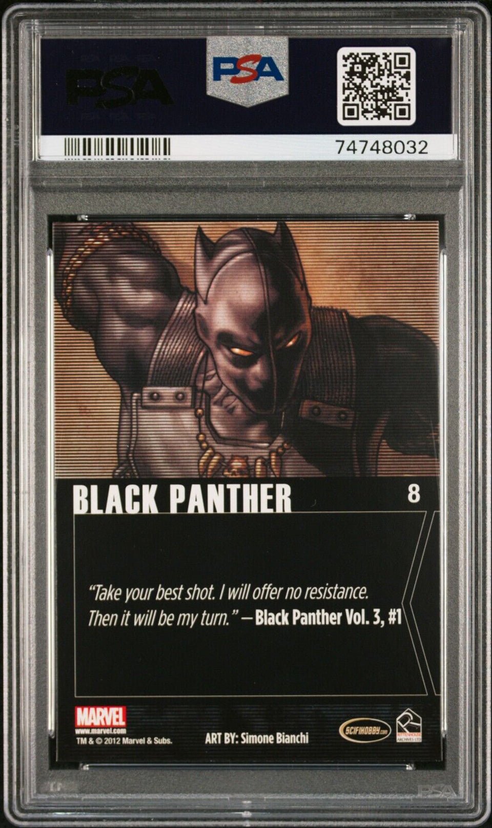 BLACK PANTHER PSA 9 2012 Marvel Greatest Heroes Holofoil #8 Marvel Graded Cards Parallel - Hobby Gems